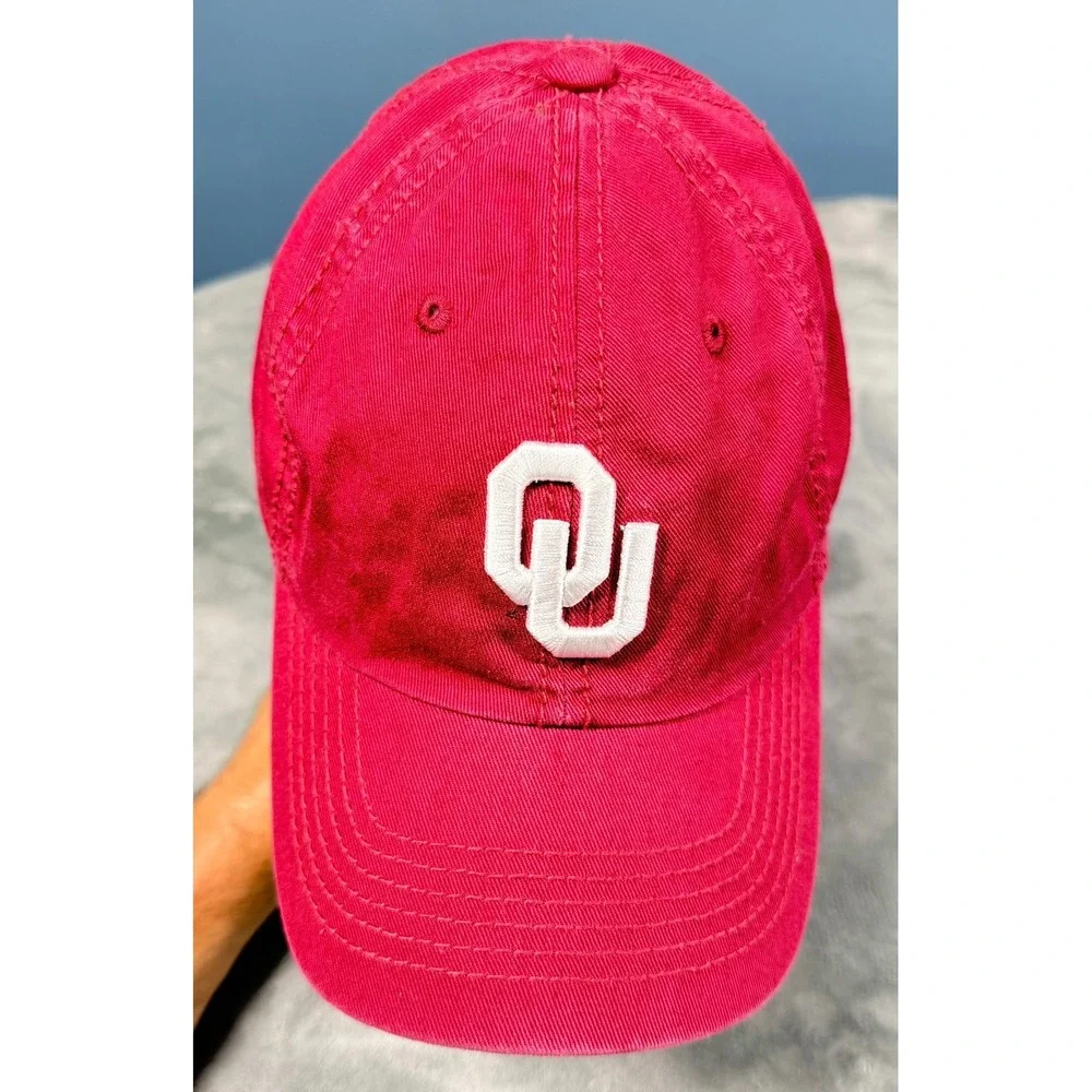 Oklahoma Sooners Hat Adjustable Red OU Logo Dad Cap Top of World